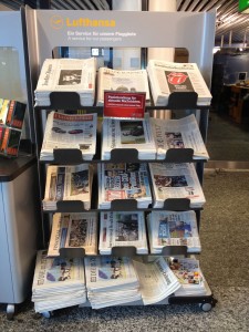 Newspaper rack at the Frankfurt airport