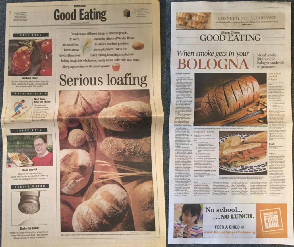 The first and last issues of the Chicago Tribune's Good Eating section, 1/25/1995 and 7/11/2015. 