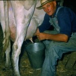 Oscar Ottoson on his farm, August 1955